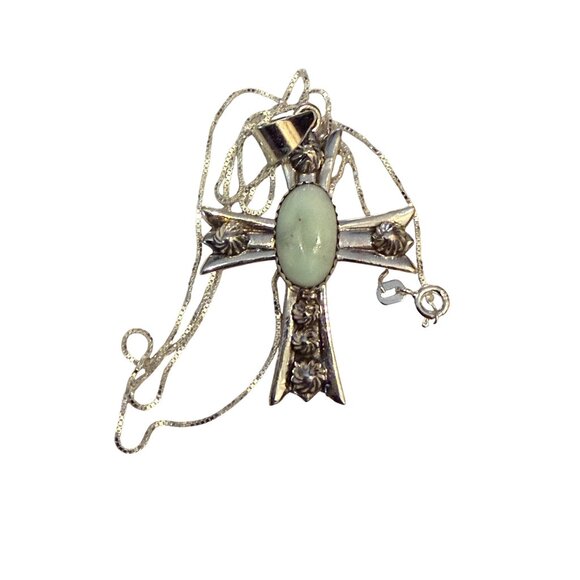 Palomino Turquoise & Sterling Silver Cross Pendant Necklace On 18"  925 Chain - Picture 3 of 5